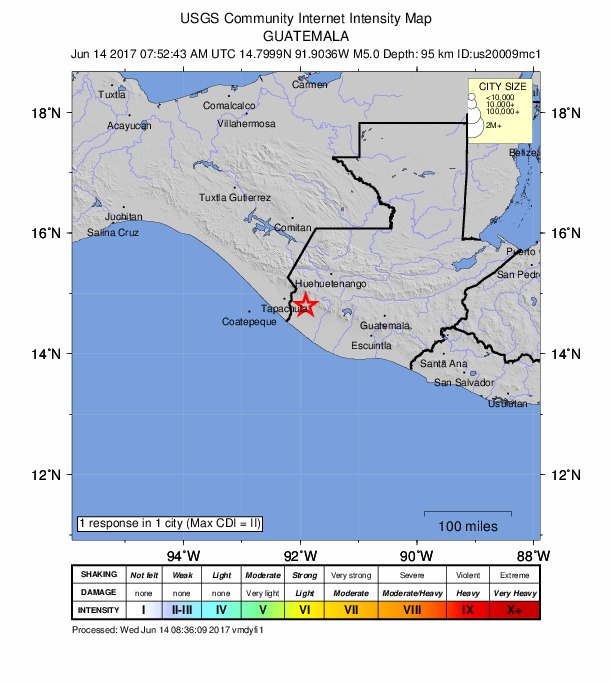 Terremoto en frontera Guatemala y Mexico
