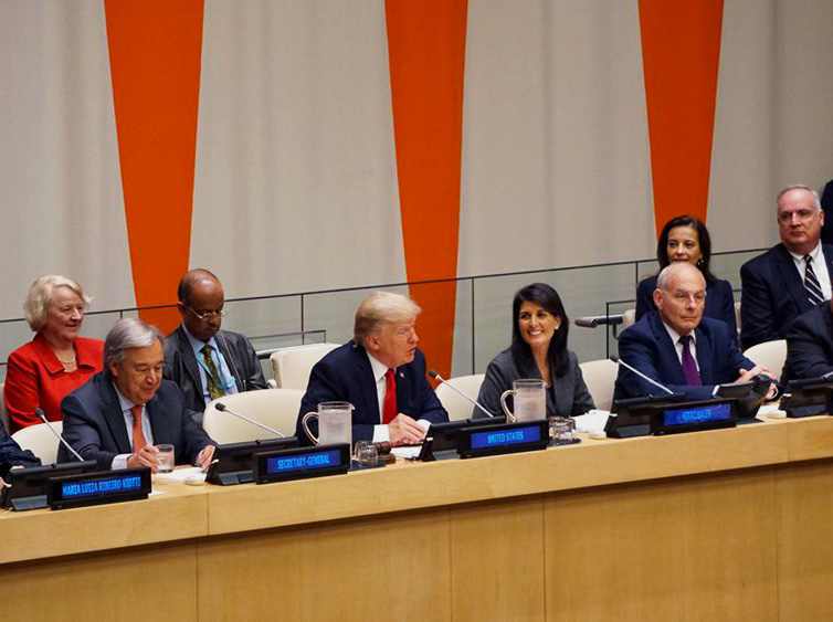 Presidente Trump junto a Nikki Haley, embajadora de Estados Unidos ante las Naciones Unidas