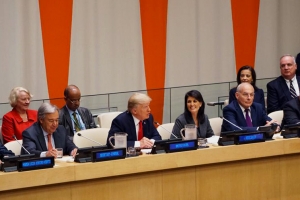 Presidente Trump junto a Nikki Haley, embajadora de Estados Unidos ante las Naciones Unidas