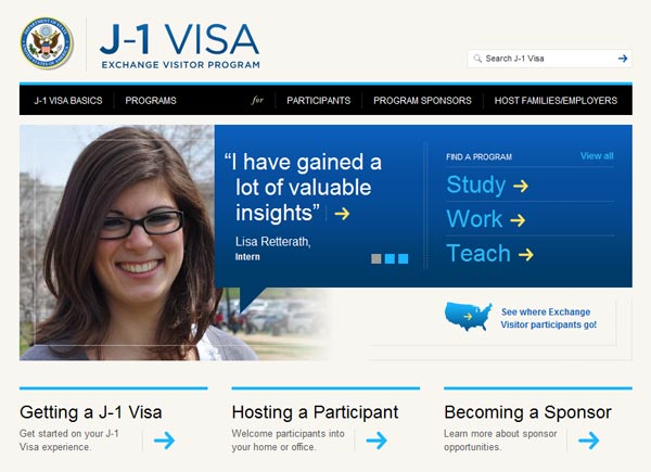 Sitio oficial de Programas de Intercambio y Visas J-1 de Estados Unidos